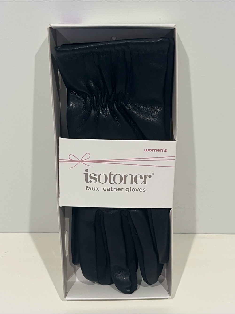 isotoner Women's Faux Leather Gloves - Black